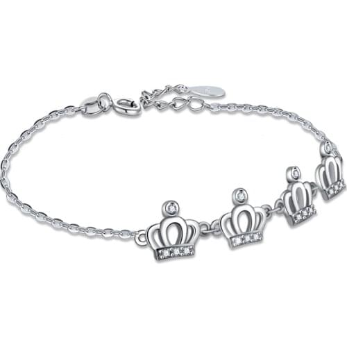 Minimalism crown Bracelet For Women Dainty Gifts Jewelry Friendship 100% 925 sterling silver Link Bracelett charm jewelry Gift