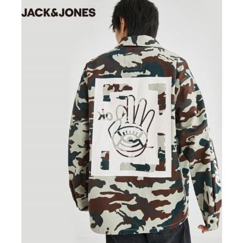 JackJones Mens 100% Cotton Camouflage Streetwear Loose Fit Cargo Jacket Trench Coat| 220421012
