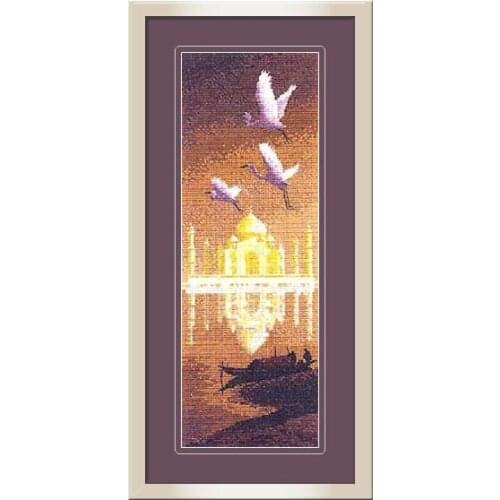 Precise Printing Fishxx Cross Stitch Kit C148 Taj Mahal Scenic Architectural Landscape Home Hand Embroidery