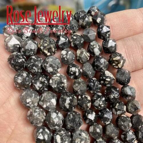 Natural Faceted Smooth Black Sesame Loose Beads For Jewelry Making DIY Bracelet Accessories 15"Strand Wholesale Price 6/8/10mm