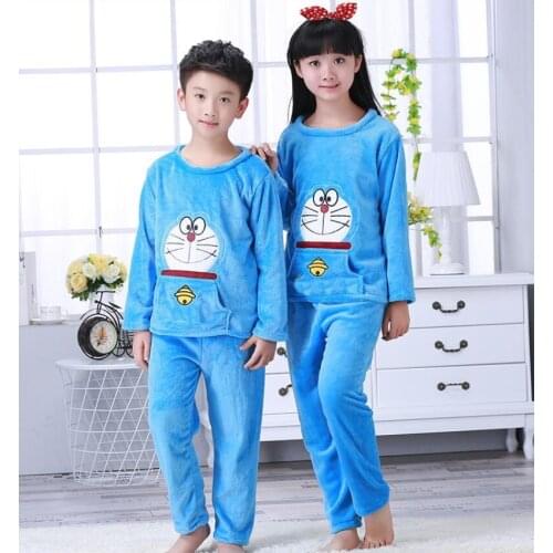 2021 New Winter Children Fleece Pajamas Warm Flannel Sleepwear Girls Loungewear Coral Fleece Kids pijamas Homewear Boys Pyjamas