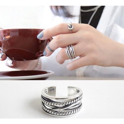 New Charming Open Lines Ring for Women Vintage Boho Party Rings Gothic Punk Jewelry Gifts for Girls 2021