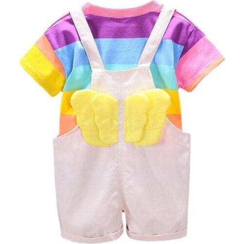 New Summer Baby Girl Clothes Suit Children Cotton Fashion T-Shirt Strap Shorts 2Pcs/Sets Toddler Casual Costume Kids Tracksuits