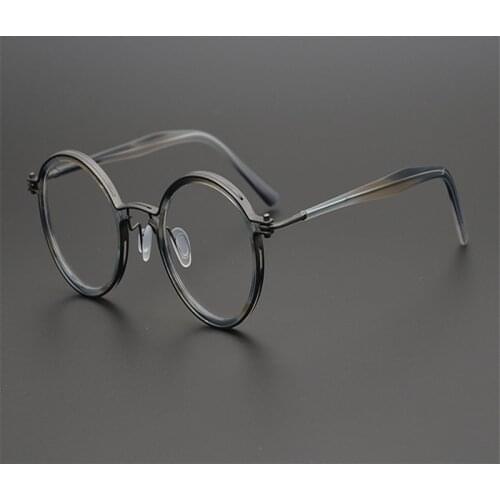 Pure Titanium Retro Unisex Full Rim Prescription Lens Optical Eyewear Brand Design Anti-fatigue Black Reading Glasses Women Men