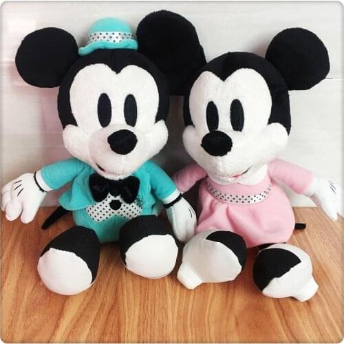 Original Disney Classic Cartoon Minney&Minnie Mouse Plush Toy Doll 25cm Kawaii Gift For Child 2Pcs/Set