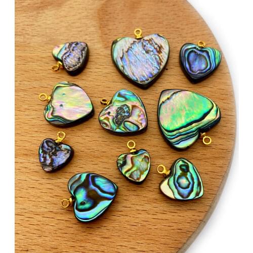 5pcs/pack Natural Abalone Sea Shell Pendants Heart Shape Charms Love Jewelry DIY for Making Necklace Earrings Bracelets 10-20mm