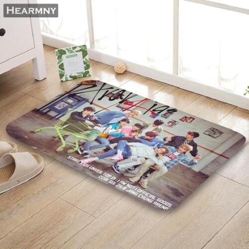 Custom Stray Kids Doormat Floor/Bath/Kitchen/Beach Mat Flannel Sponge Fabric 3D Printed Shaggy Decoration For Bedroom
