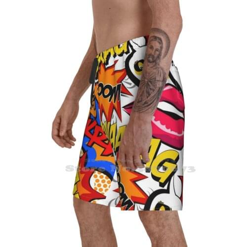 Pop Art Сomic Art With Speech Bubble. MenS Fashion Shorts Sports Shorts Vector Womens Fashion Hand Heart Retro Love Person