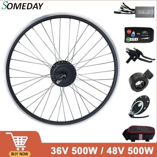 SOMEDAY 36V/48V 500W Electric Bicycle Conversion KIt 16''-700C Brushless Gear Rear Cassette Hub Motor Wheel for Electric Bike