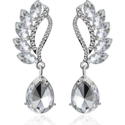 Rinhoo Europe and America Fashion Temperament Crystal Jewelry Long Earrings For Women Water Drop Big Earring