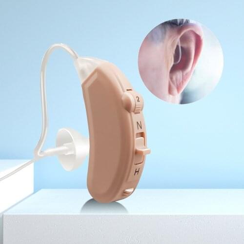 BTE Hearing Aids Rechargeable Mini Volume Adjustable Wireless Sound Amplifier with A13 Battery For the Hearing Loss Elderly