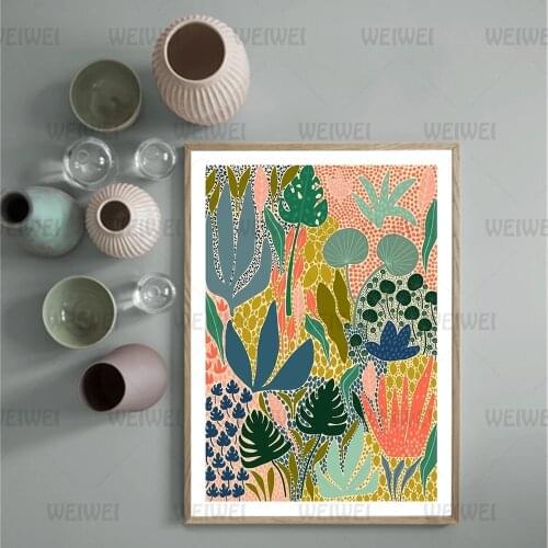 Modern Multicolored Abstract Garden Plants Wall Art Canvas Painting Picture Posters and Prints Gallery Aisle Unique Home Decor