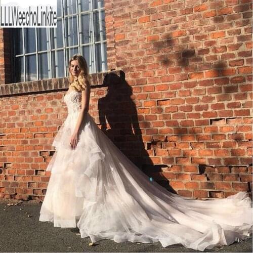 Ivory Tulle Lace Beading Floor-Length Princess A-Line Wedding Dresses Chapel Train Bridal Gowns Custom Made