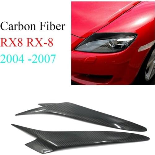 Carbon Fiber Headlight Eyelids Head Light Lamp Eyebrow Cover Trim for Mazda RX8 RX-8 2004 2005 2006 2007