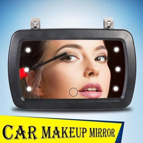 Universal LED Car Interior Mirror Switch Makeup Mirror Battery Interior 170*110mm Visor HD High Clear Mirror Sun No F3Z4