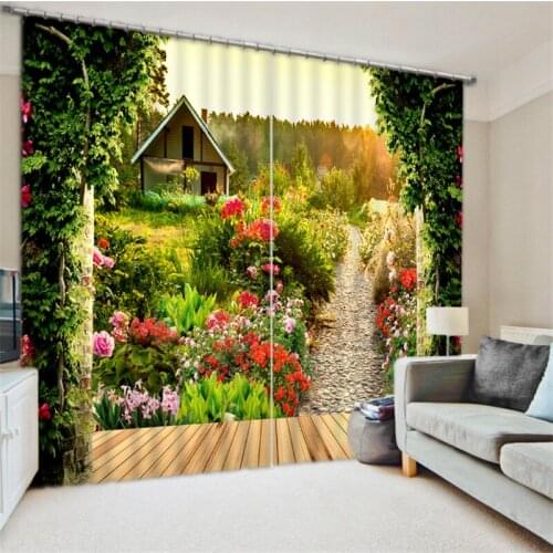 Garden flower Luxury Blackout 3D Window Curtains Living Room office Bedroom Customized size Drapes Rideaux Cortinas pillowcase