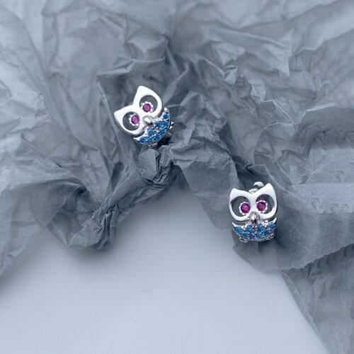 925 Sterling Silver Owl Hoop Earrings Women Jewelry Unusual 2021 Trends Fashion Earrings Accessories Korean Gift