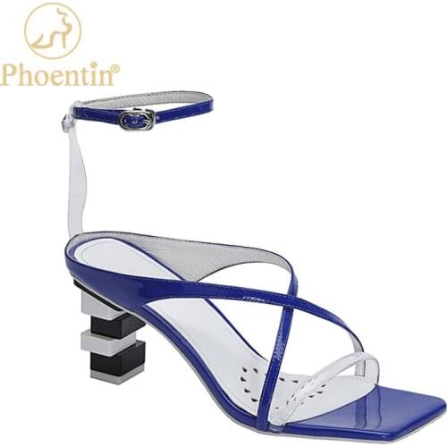 Phoentin Ladys Modern Sandals 2021 New Summer fashion high quality Genuine leather Party High Heels shoes cross-tied FT1437