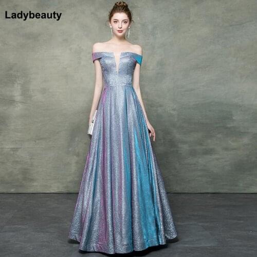 Sexy Evening Dress 2019 V-Neck A Line Long Evening Dresses Party Vestido De Festa High Split formal Prom Gowns