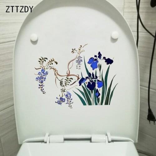 ZTTZDY 22.4*17.1CM Chinese Ink Flower Iris Flower Living Room Wall Sticker Home Decor Toilet Decals T2-0454