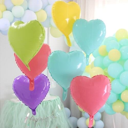 10pcs 18inch Candy Heart Foil Balloon Baby Shower Pink Blue Purple Star Ballons 1st 2rd Birthday Party Decor Green Yellow Golobs