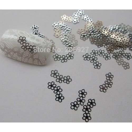 MS137-1 100pcs Silver Cute Flower Metal Sticker Nail Art Metal Sticker Nail Art Decoration Non-adhesive Sticker