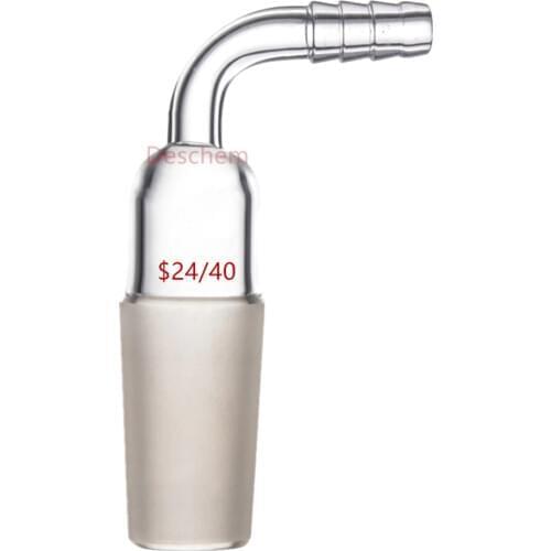 24/40,Glass Adapter Socket To Rubber Tube,Right Angle Connection,Hose Inlet