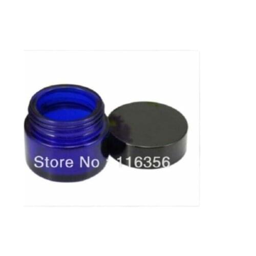 30G blue glass cream jar with black lid , cosmetic jar