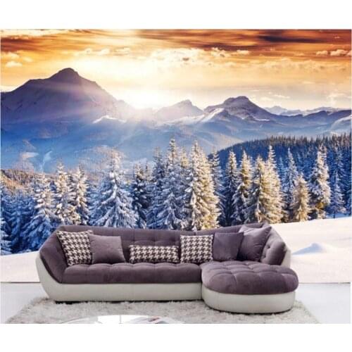 3d wall murals wallpaper for living room HD large pine needle snow mountain background home decor photo wallpaper for walls 3 d