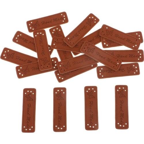 40 Pieces Hand Made Labels PU Leather Tags Clothes DIY Jeans Bags Sewing Knitting