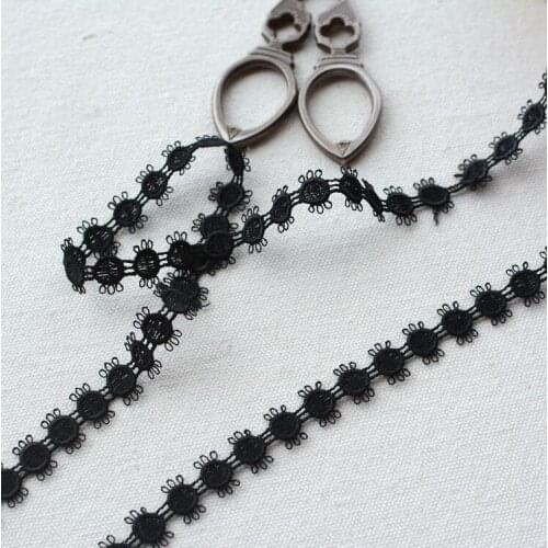 5 Meters/lot Wedding Dress Water Soluble Lace Applique Black Embroidery Lace DIY Accessories Trim 1cm