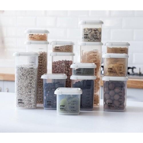 5 Different Capacity Plastic Sealed Cans Kitchen Storage Box Transparent Food Canister Keep Fresh New Clear Container