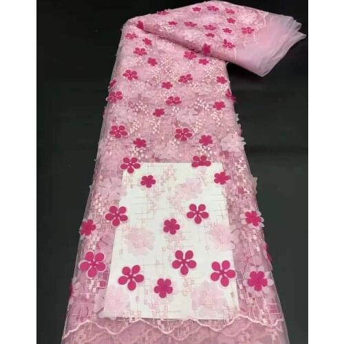 African Lace Fabric 3D Applique Embroidery Craft Small Fresh French Tulle Mesh Cloth Sewing Skirts And Dresses 5 Yards Wholesale