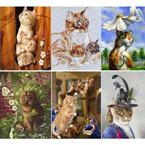 Crystal Cartoon Cat 5D DIY Diamond Painting Full Square Drill Diamond Embroidery Animal Abstract cat Wall Home Decoration TY802