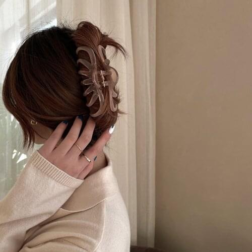 AOMU Vintage Transparent Coffee Color Acrylic Hair Claw for Women Spring French Hair Clips Bath Accessories Headwear Gifts