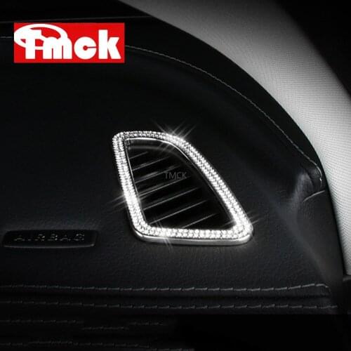 2PCS For Mercedes Benz C GLC Class W205 X253 Car Accessories Dashboard Air Conditioning Air Vent Outlet Diamond Frame Trim Cover