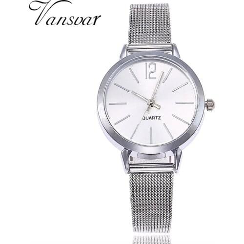 Vansvar Gold Sliver Mesh Stainless Steel Watches Women Top Brand Luxury Casual Clock Ladies Wrist Watch Relogio Feminino Gift