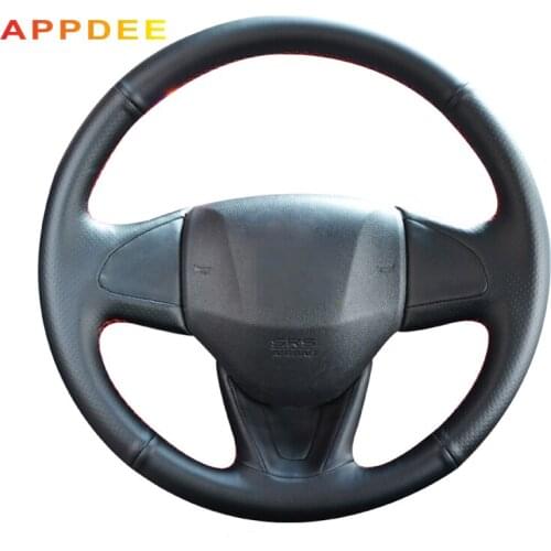 Handsewing Black Artificial Leather Steering Wheel Covers for Honda Fit 2014 Vezel 2015-2017