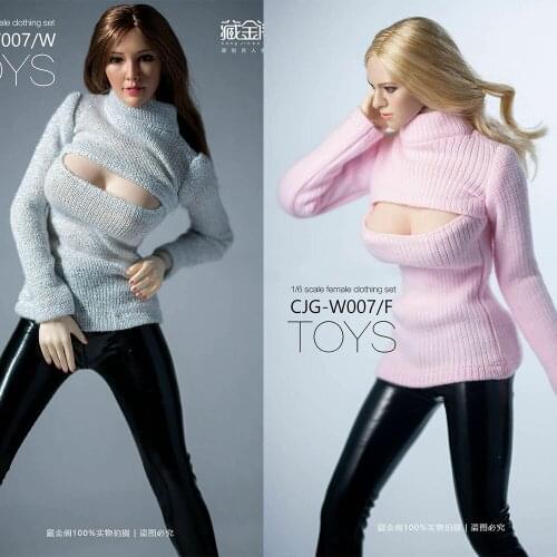 CJG- W0011/6 Female Sweater Stretch Knitwear Clothes Fit 12'' TBL JO Female Figure Body In Stock Gray Sweater