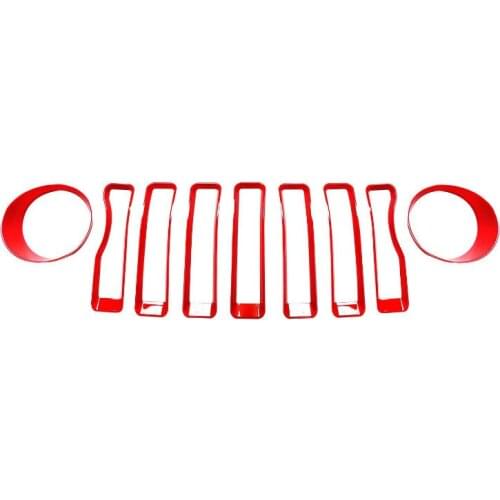 For Jeep Wrangler JL 2017-2021 Front Grille Insert and Headlight Light Cover Trim Auto Accessories Exterior parts RED Factory
