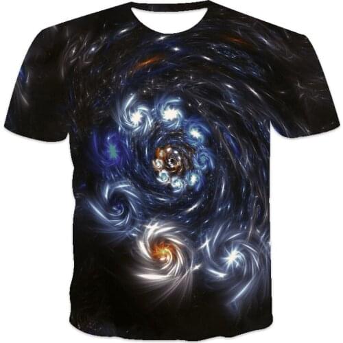 2021 New Design Universe Galactic Space Starry Sky 3d Printed T-shirt Nebula Pattern Mens Summer Leisure Clothes