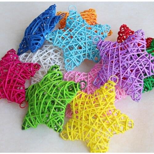 10Pcs Artificial Rattan Star Creative Hot Multicolor Rattan Weave Star Hotel Wedding Moon Pendant Home Decoration Photo Props
