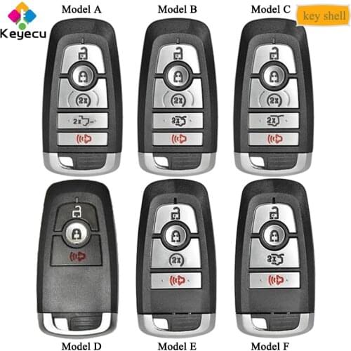 KEYECU Smart Remote Key Shell Case With 3 4 5 Buttons + Uncut Insert Blade- FOB for Ford Fusion Explorer Expedition Edge Mustang