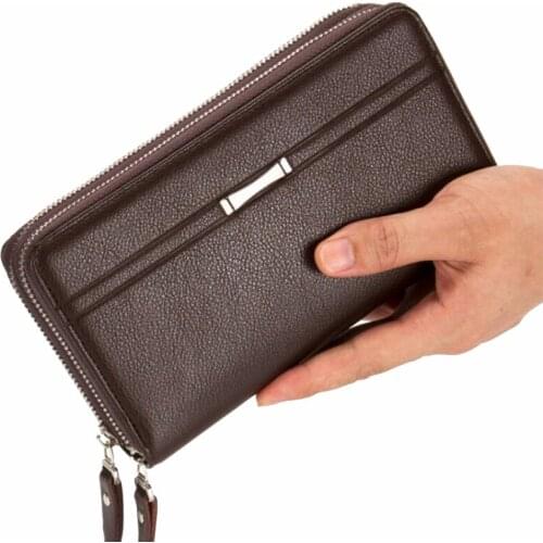 Men Wallets With Coin Pocket Long Zipper Coin Purse For Men Clutch Business Male Wallet Double Zipper Vintage Large Wallet Purse
