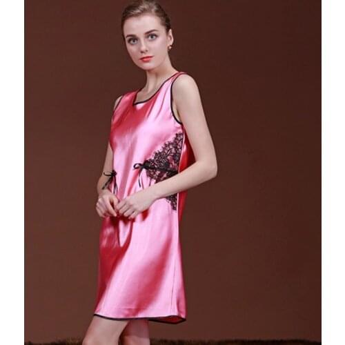 2016 Summer Style New Arrival Women Casual Sleepwear Silk-like Nightgown Noble Lace Night Dress iT288