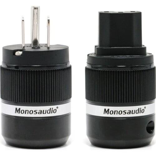 Monosaudio Pair M100R/F100R Hifi audio Pure Copper Rhodium Plated US AC Power Plug & IEC Connector hi-end US power connector
