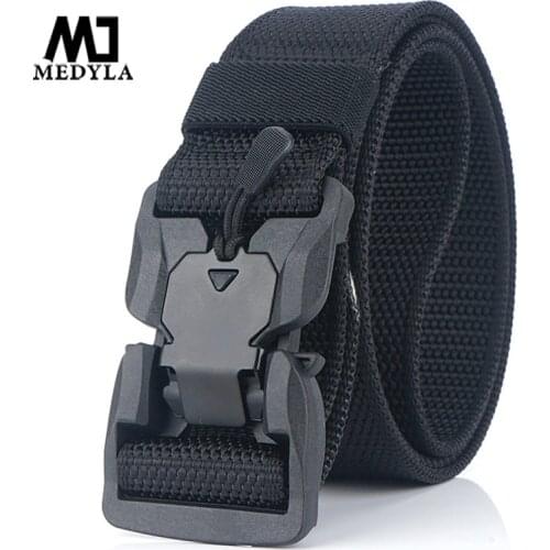 MEDYLA Military Equipment Combat Tactical Belt for Men Us Army Training Nylon Magnetic Buckle Waist Belt Outdoor Hunting Belt
