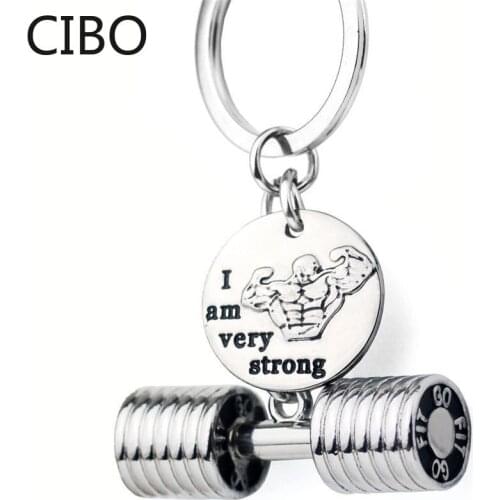 2019 New barbell keychain key ring sport key chain key holder creative sleutelhanger chaveiro llaveros hombre souvenir