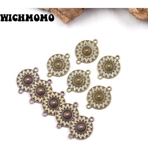 New 8pcs/bag High Quality Zinc Alloy Drop Oil Round Sun Flowers Connector Charms for DIY Necklace Earrings Jewelry Accessories