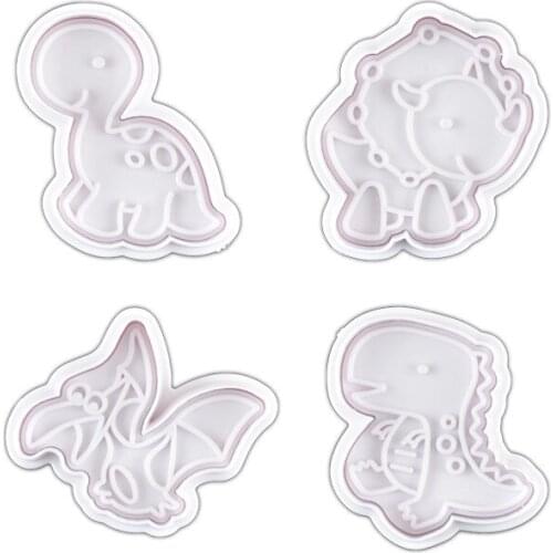 NEW DIY 4pcs Dinosaur Cookie Cutters Cake Tools Spring Biscuit Fondant Cutter Set Mould Baking Sugarcraft Mold